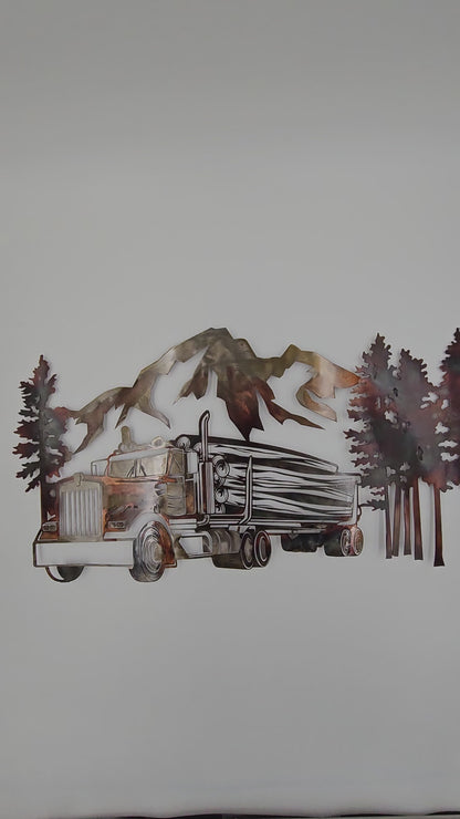 Kenworth Log Truck Metal Wall Art | Logging Truck Wall Decor | Logger Gift | Trucker Gift | Rustic Metal Wall Art