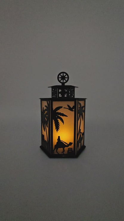 Nativity Scene Metal Lantern | Christian Christmas Decor | Holy Family Candle Holder