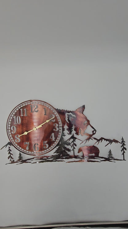 Bear Head Metal Wall Mounted Clock