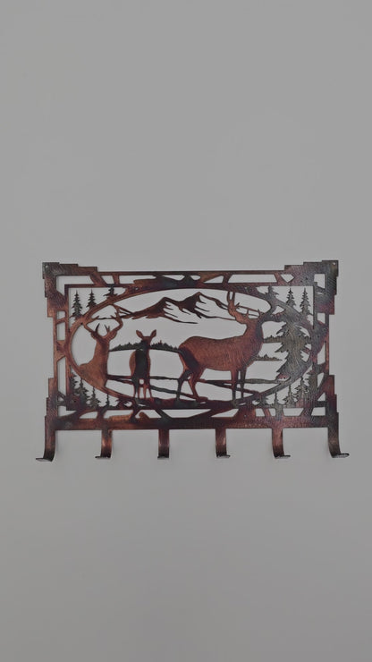 Three Deer Metal Key Rack | Rustic Mountain Wildlife Key Holder