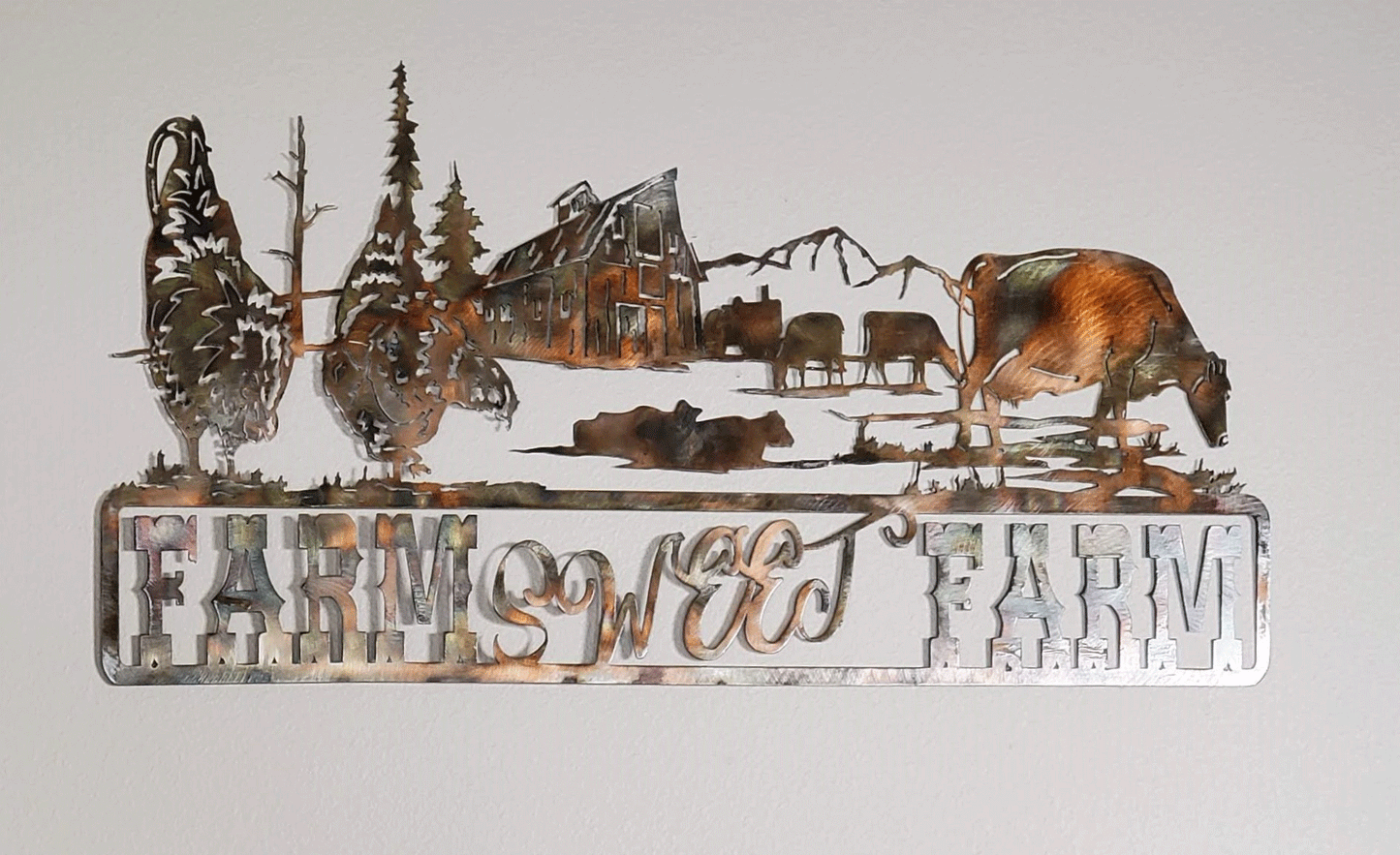 Farm Sweet Farm Metal Wall Hanging Available in Five Colors