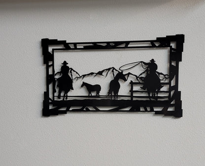 Southwest Cowboys & Horses Metal Wall Hanging