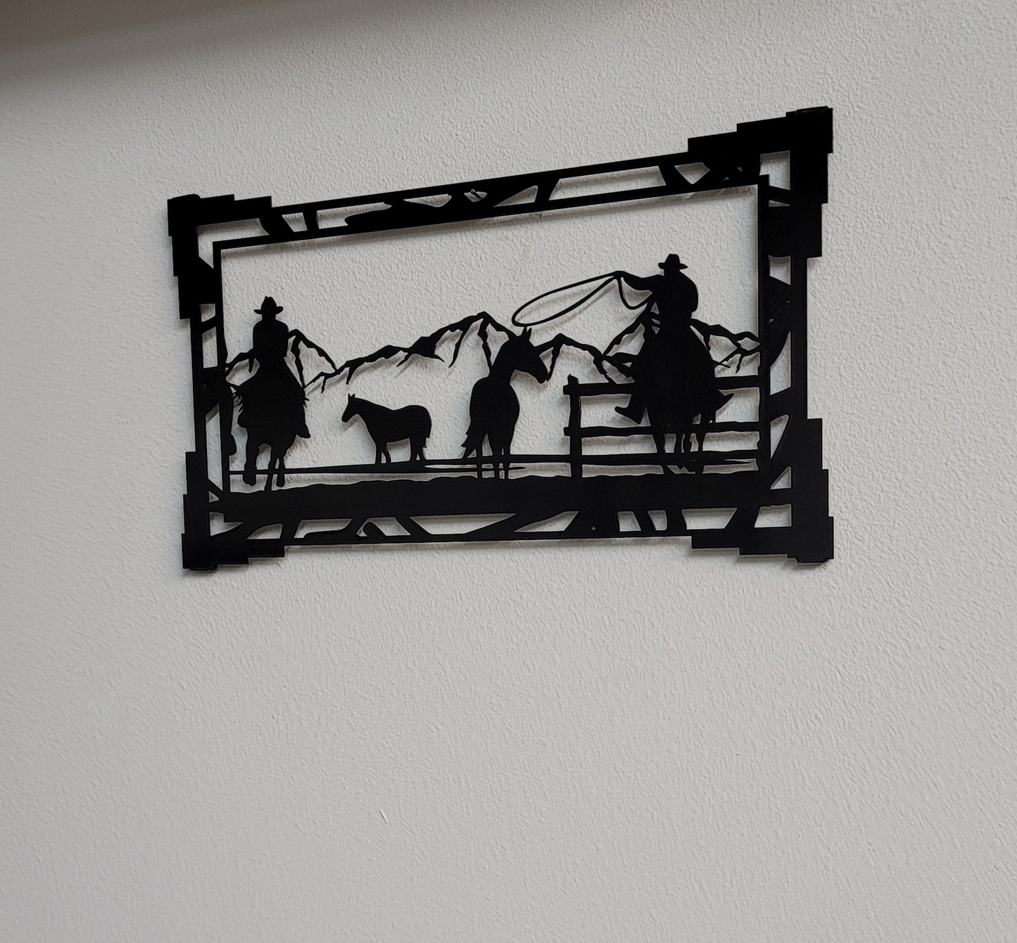 Southwest Cowboys & Horses Metal Wall Hanging