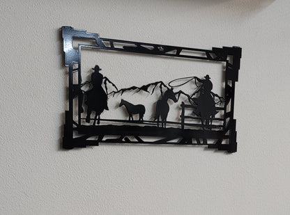 Southwest Cowboys & Horses Metal Wall Hanging