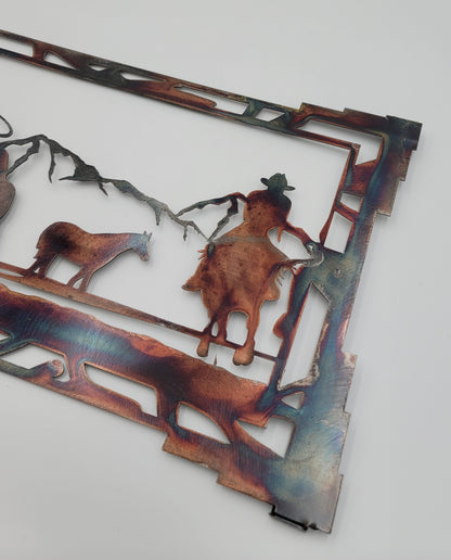 Southwest Cowboys and Horses Metal Wall Hanging