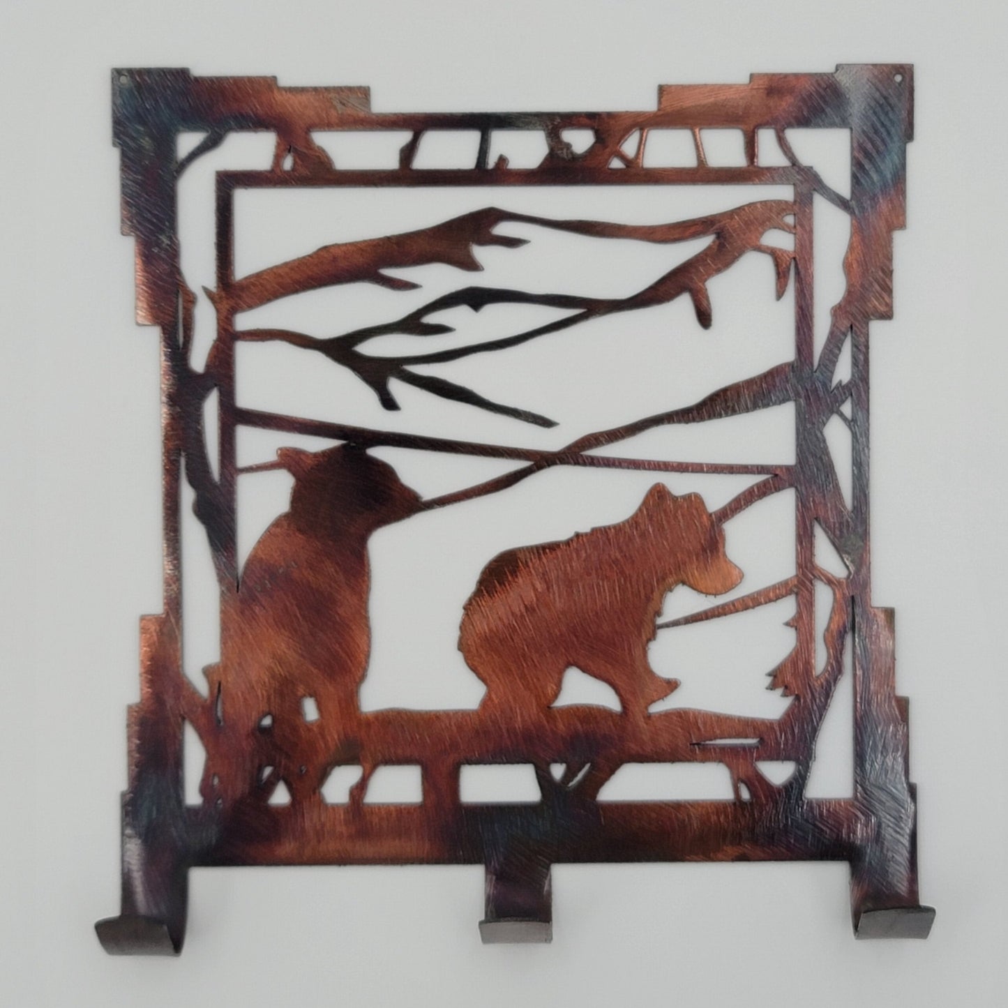 Southwest Bear Cubs Rustic Metal Key Rack