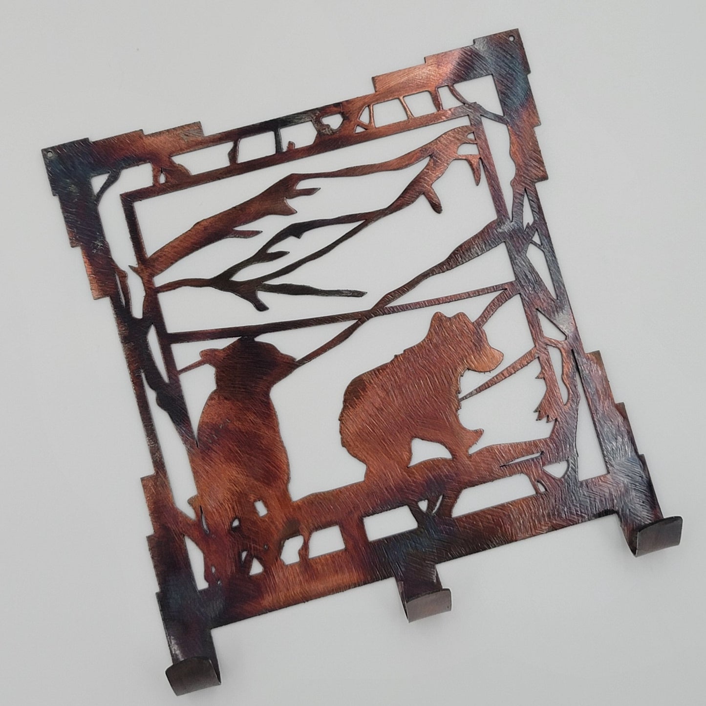 Southwest Bear Cubs Rustic Metal Key Rack