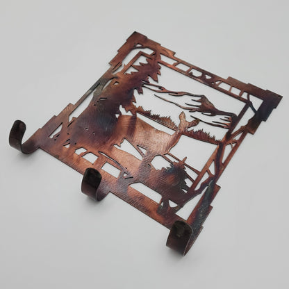 Rustic Deer and Tree Metal Key Rack