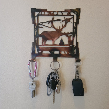 Southwest Elk Metal Key Rack