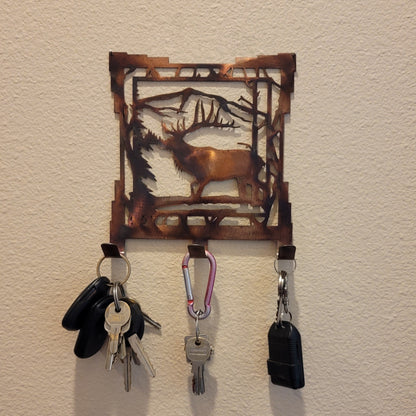 Southwest Elk Metal Key Rack