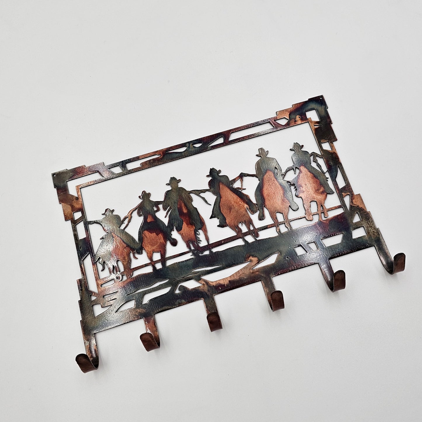 Six Cowboys Rectangular Metal Key Rack