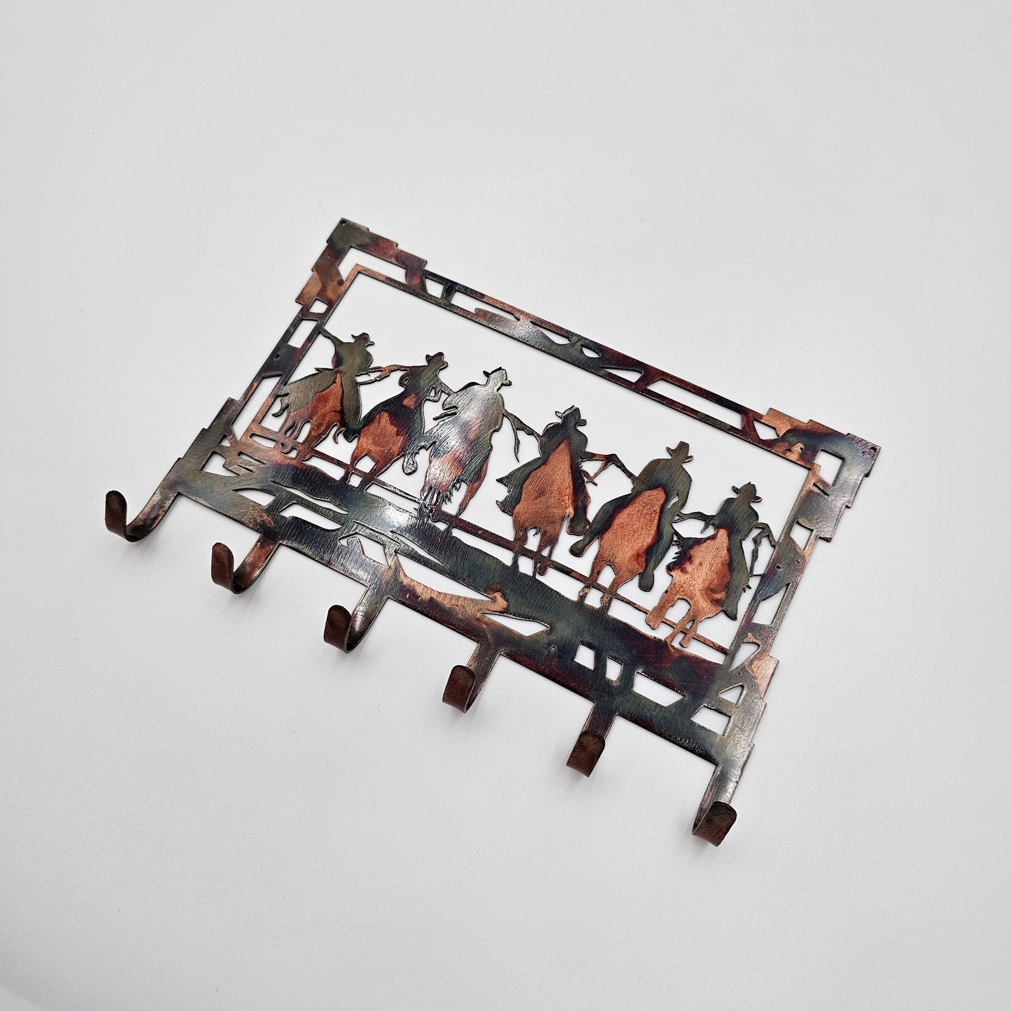 Six Cowboys Rectangular Metal Key Rack