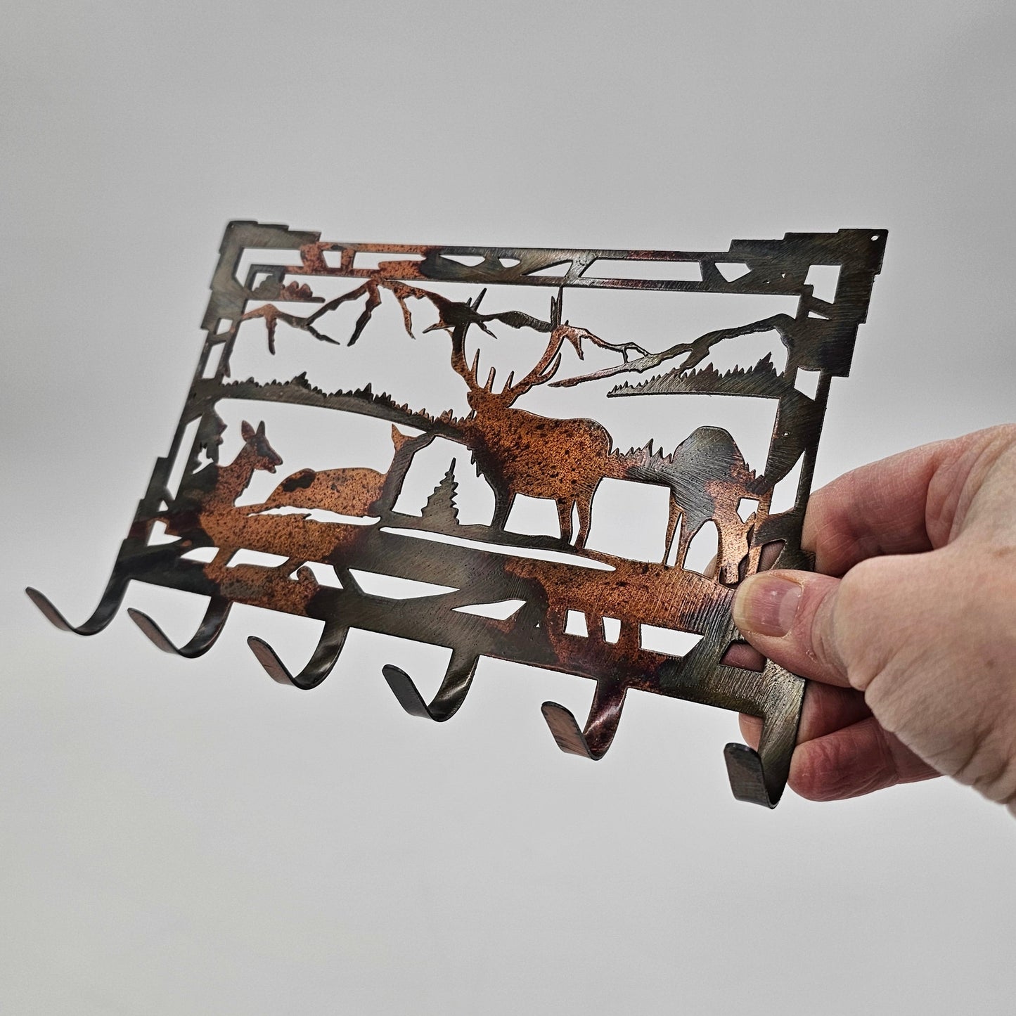 Southwest Elk Family Metal Key Rack