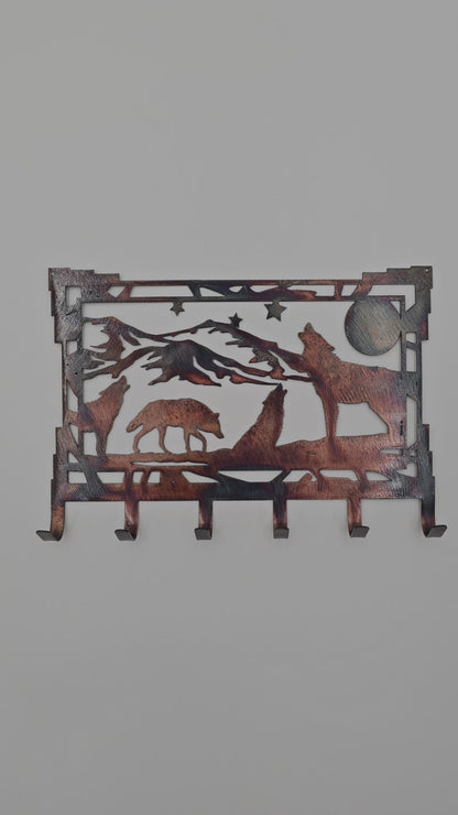 Wolf Family Southwest Metal Key Rack