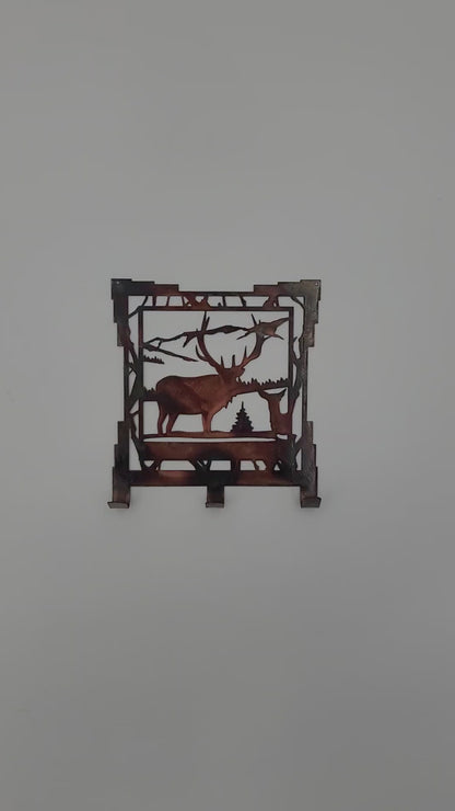 Southwest Elk Metal Key Rack