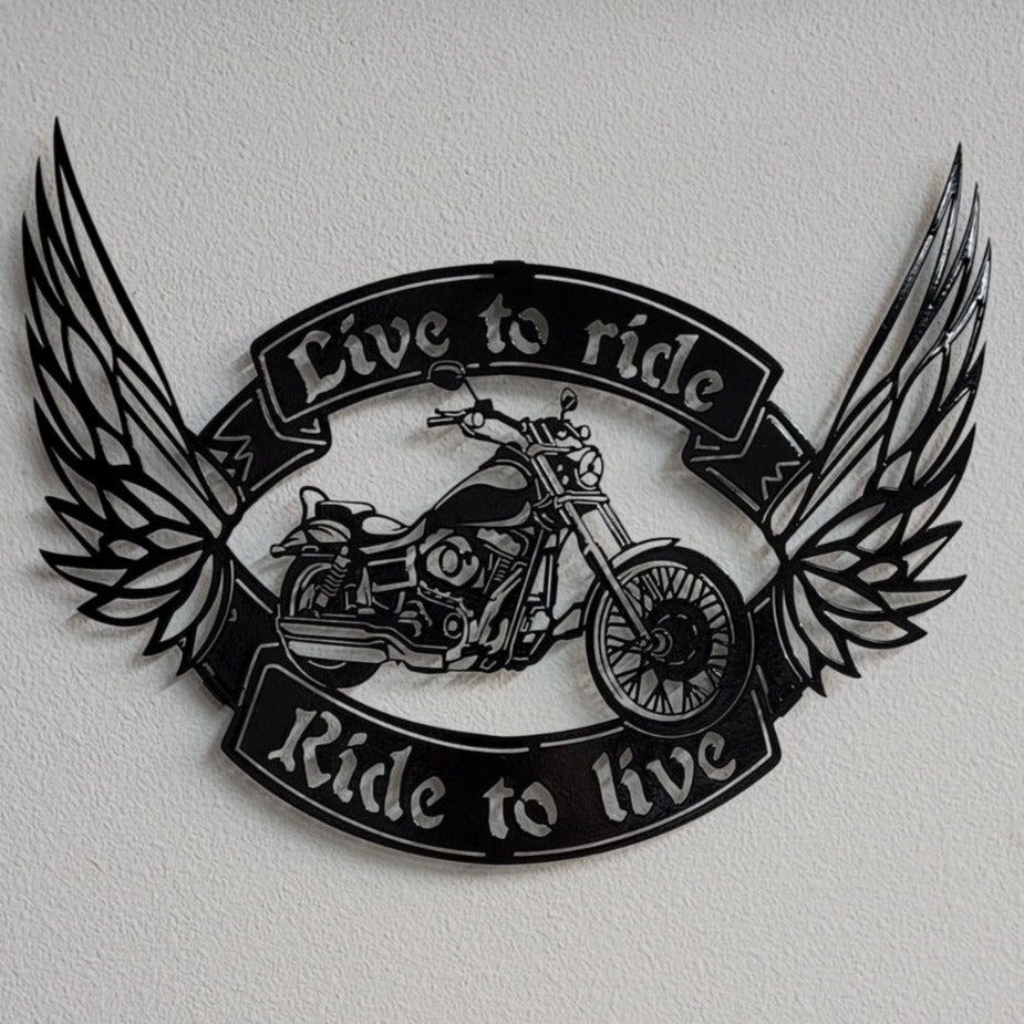 Live To Ride Ride To Live Metal Motorcycle Wall Hanging