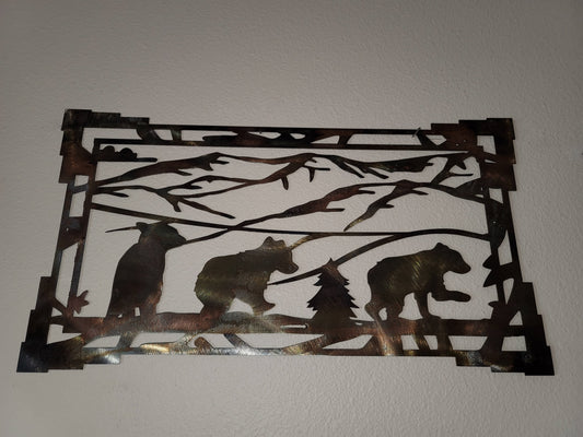Southwest Style Bear Metal Wall Hanging