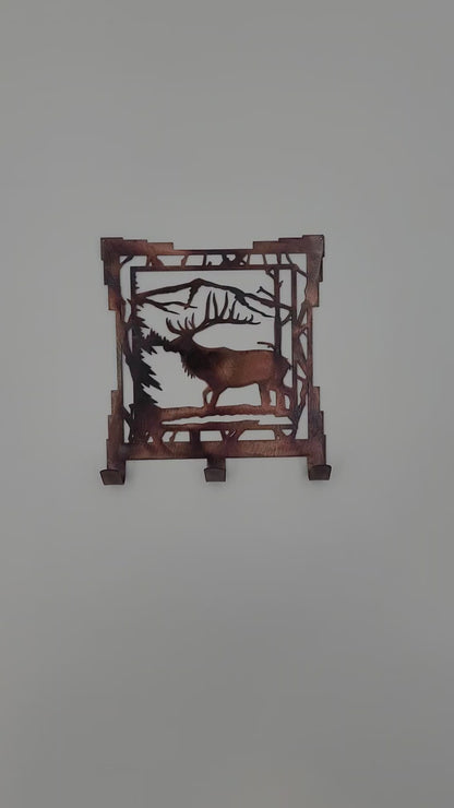 Southwest Elk Metal Key Rack