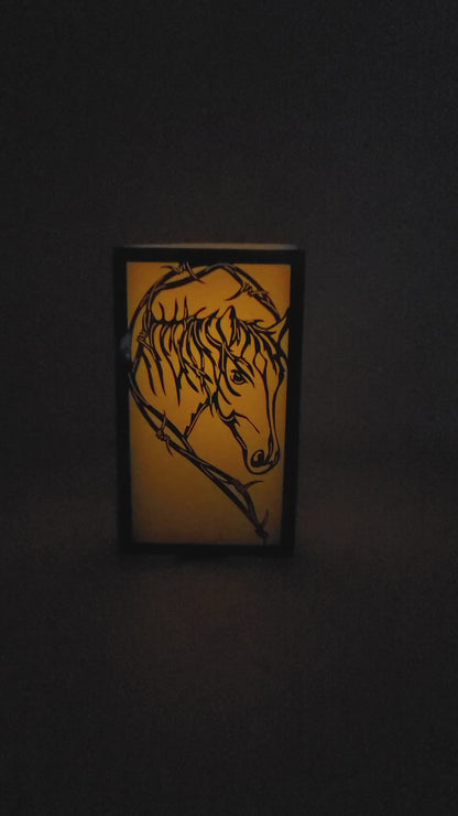 Horse In Half Heart Barbwire Metal Candle Holder